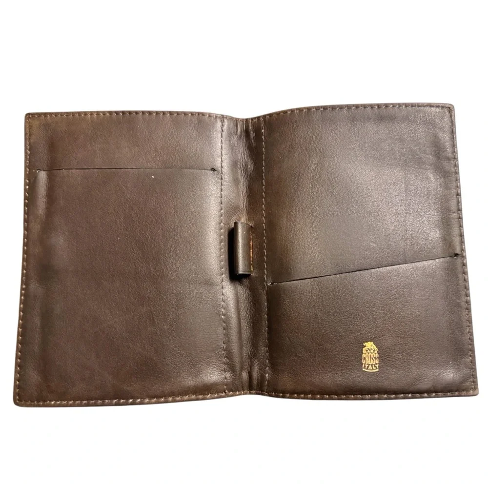Mark Cross Early 80’s Leather & Canvas Logo Bi-Fold Notepad Holder Unisex